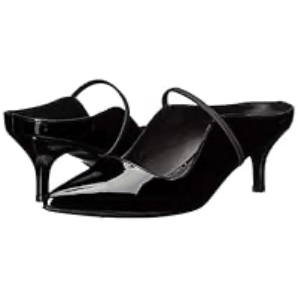 SIGERSON MORRISON Beryl Black Patent Leather Mules Ponted Toe Heeled Pump Shoe 6